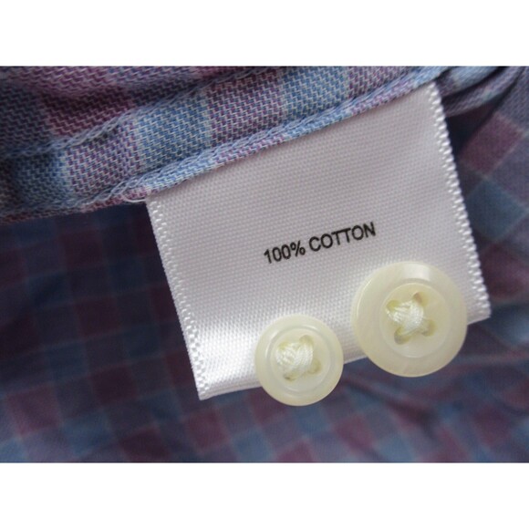 Peter Millar Shirt Adult Extra Large XL Pink Blue Check Cotton Button Up Mens * - Picture 6 of 11